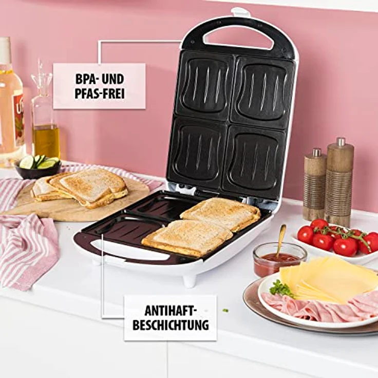 Tristar SA-3065 Sandwich Maker ? 4 Sandwiches gleichzeitig ? Antihaftbeschichtung – Bild 6
