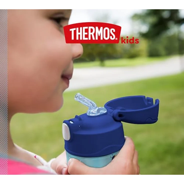 THERMOS kids FUNTAINER STRAW BOTTLE 0,35l, Edelstahlflasche mit Strohhalm, 12 Stunden kalt, absolut dicht, für Schule und Kindergarten, Design: Bienen – Bild 2