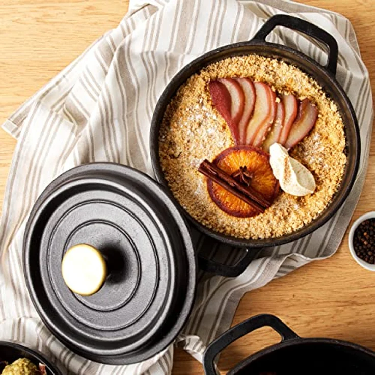 Russell Hobbs RH02524BEU7 Gusseisenhalstopf mit Deckel, 24cm ml, geeignet für Induktion, Chargenkocher für große Familien Suppen/Auflauf, ofenfest bis 240 °C, 3.4 l, ausgezeichnete Wärmespeicherung – Bild 3