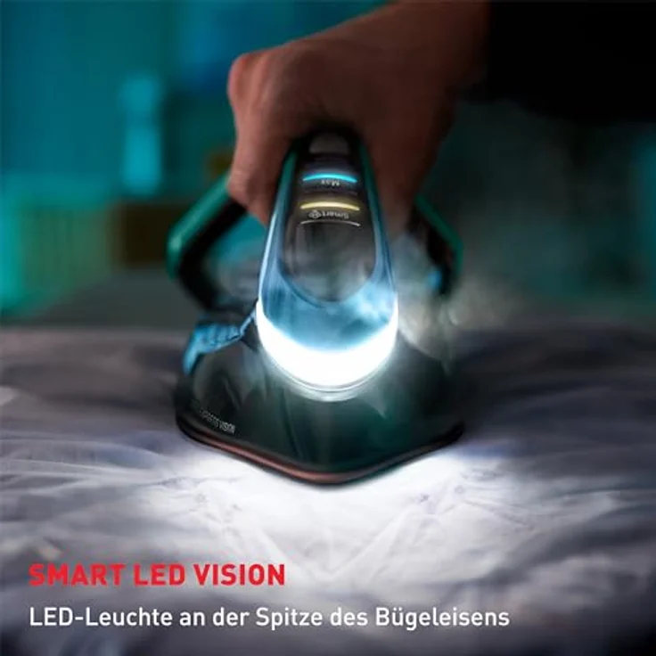 Tefal GV9822.DT2024 Pro Express Vision Dampfbügelstation + gratis Pure Pop Dampfbürste | Smart LED Vision | 0-180 g/Min. Dampfmenge | 750 g/Min. Dampfstoß | abnehmbarer Kalk-Kollektor | Schwarz/Blau – Bild 3