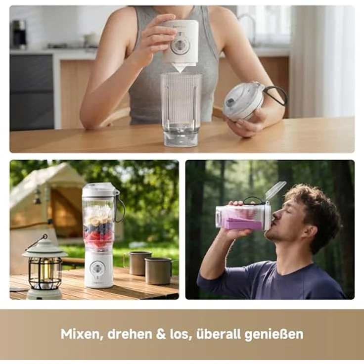 DREAME PortFresh Tragbarer Mixer, abnehmbares Motorgehäuse, 880 ml BPA-freier Mixbecher, 5 voreingestellte Funktionen, Selbstreinigungsmodus, spülmaschinenfest, Weiß – Bild 2