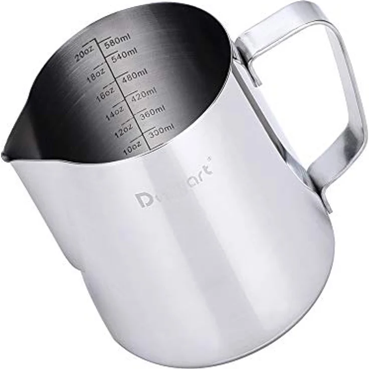 Dailyart Milchkanne 600ml aus 304 Edelstahl, tropfenloser Auslauf für Latte Art, ergonomischer Griff, Silber – Bild 4