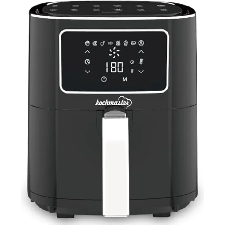 Kochmaster FrymaxX AirFryer XXL Heißluftfritteuse 5,5 L Digitales Touchscreen (Silver), Turbo Blaze