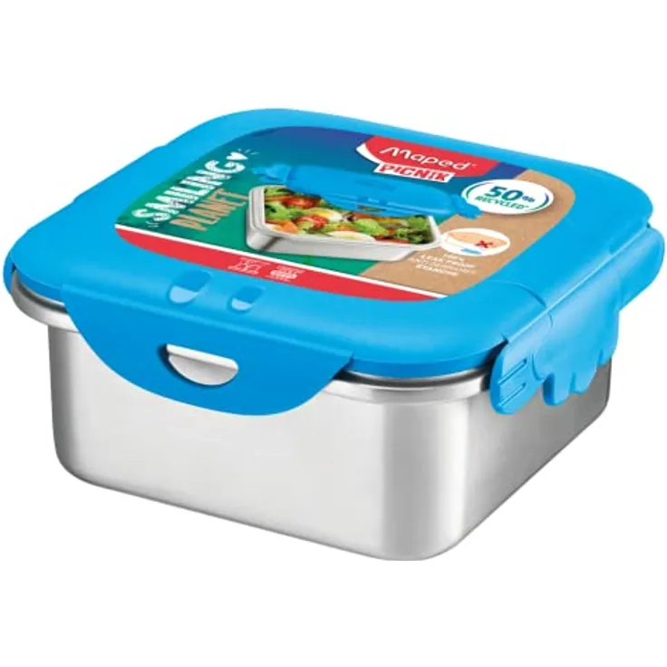 Maped Picnik Concept Kids Lunchbox aus Edelstahl – Lunchbox für Kinder wasserdicht – Figuratives Design – Basis aus Edelstahl, Deckel 50% recycelt, große Kapazität 1 l