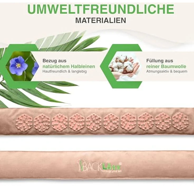 BACKLAxx® Massagegerät Akupressur Stirnband, Kopfband, Kopfmassagegerät mit Tasche zur Kopfmassage, Intensitätsregulierung durch Klettverschluss, Umweltfreundliches Halbleinen, extra intensiv, blau – Bild 4