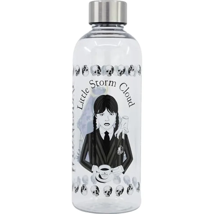 Wednesday Wiederverwendbare Trinkflasche, 980ml, auslaufsicher, kinderfreundlich, lebensmittelechter Kunststoff