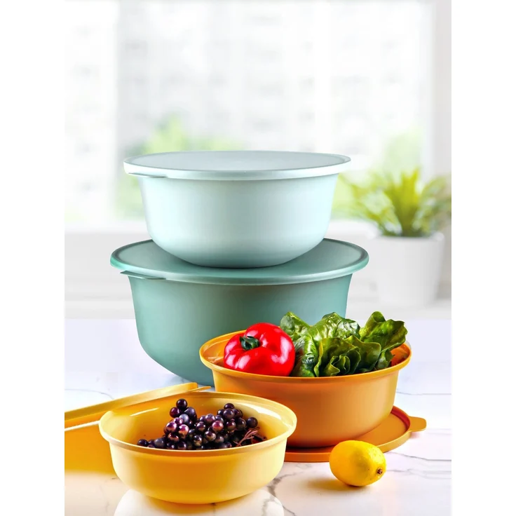 Hermia Concept YUVMIX04-1248 Aufbewahrungsboxen-Set (4-teilig), Grün, 100% Kunststoff, BPA-frei, mit verschiedenen Größen 8000 ml bis 1000 ml