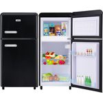 Merax Table Top Kühlschrank Retro Kühl-/Gefrierkombination BCD-100C, 72L, Metall Türgriff, verstellbare Ablage und Füße, Energieeffizienzklasse E