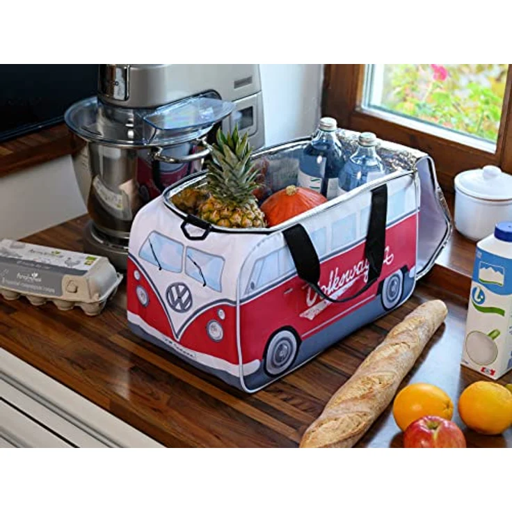 TOP Kühltasche VW T1, isolierte Kühlbox mit 25 l Inhalt, rot/weiß, mit Tragegriffen und verstellbarem Gurt – Bild 4