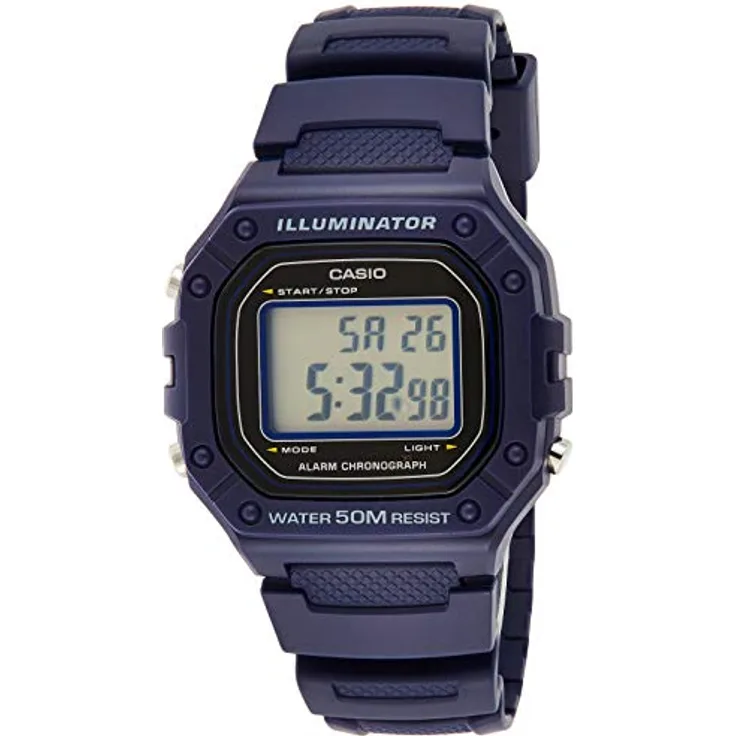 Casio Herren Digital Quarz Uhr mit Harz Armband 4549526192739, Blaues Zifferblatt