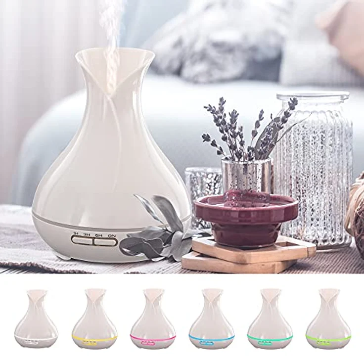 SIXTOL Vulcan Aroma Diffusor, 350ml Ultraschall-Luftbefeuchter in weißem Glanz für Aromatherapie und Luftbefeuchtung, leiser Betrieb unter 35 dB, 4 Betriebsmodi – Bild 3
