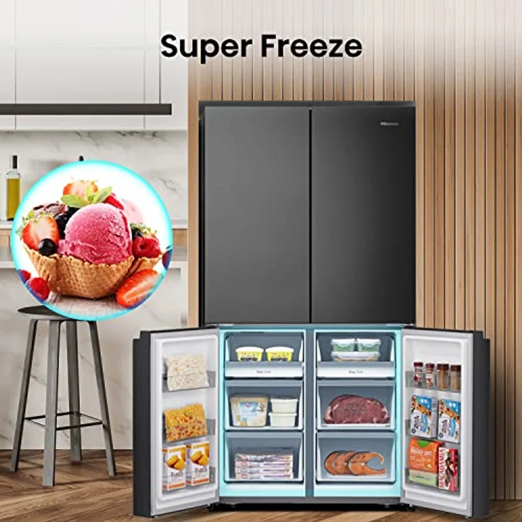 Hisense RQ758N4SAFE Side-by-Side-Kühlschrank, freistehend, schwarz, NoFrost, Energieklasse E – Bild 7