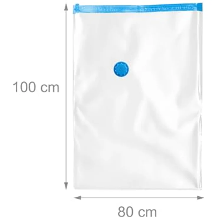Relaxdays Vakuumbeutel 6er Set, XL Kompressionstüten für Reisen, transparent, mit Ventil zur Luftentfernung, 100 x 80 cm – Bild 4