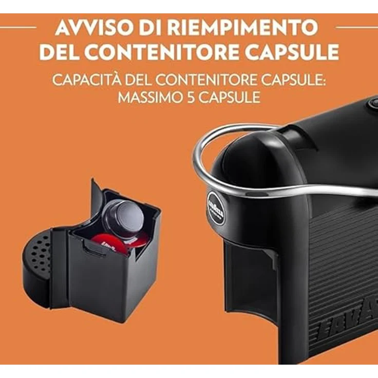 Lavazza a Modo Mio Jolie Evo Black Kapsel-Kaffeemaschine, Pad-Kaffeemaschine mit 0,6 l Wassertank, 1250 W, Schwarz – Bild 5