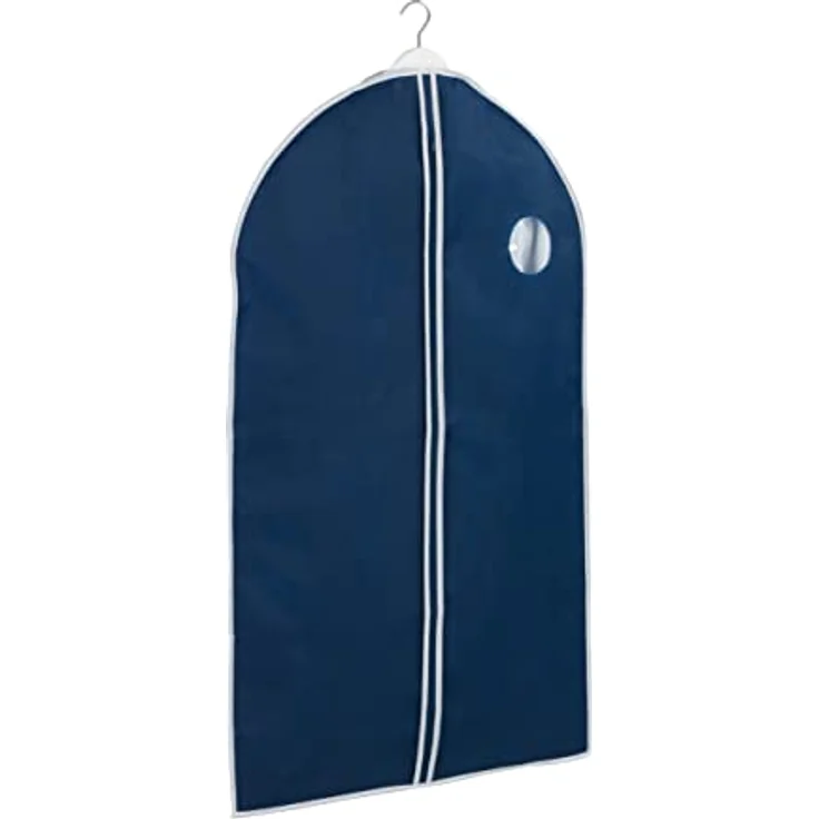 WENKO Kleidersack Air, 60x100 cm, Navy, mit Sichtfenster und Reißverschluss, atmungsaktiv, schützt vor Motten, Staub & Schmutz – Bild 1