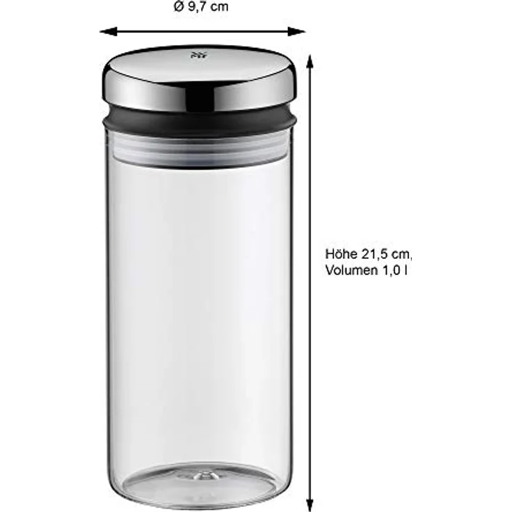 WMF Depot Vorratsdose Glas 1,0l, Höhe 21,5 cm, Vorratsglas mit Deckel, Kaffeebohnen Behälter, Müslidose, Frischhaltedose mit große Einfüllöffnung – Bild 3