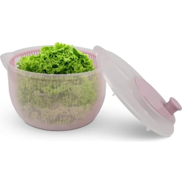 Pro Home Salatschleuder (2,7 Liter, Ø20cm) BPA-frei, 3in1 - Schleuder, Sieb und Salatschüssel, 3D Kurbel - Schleudern ohne Kraftaufwand, Salattrockner – Bild 1