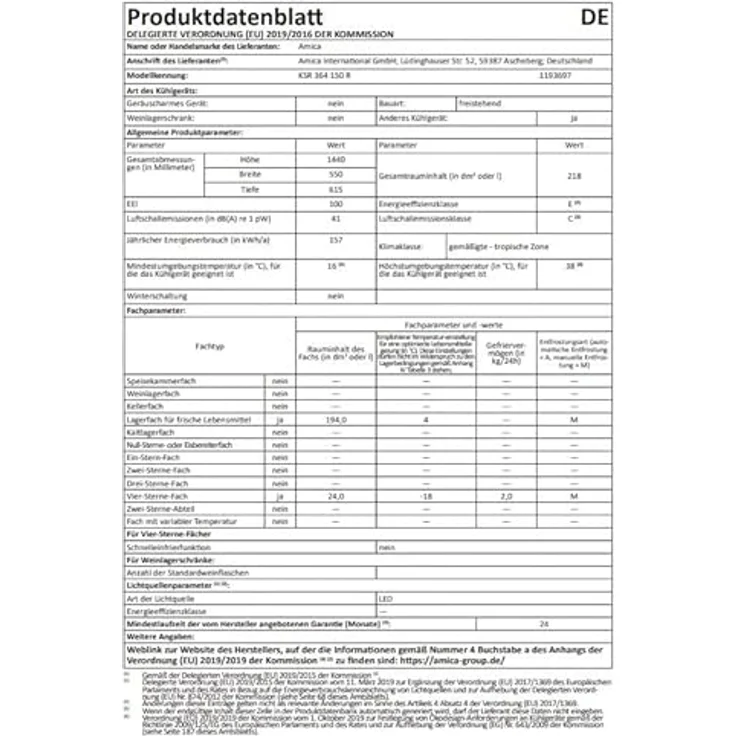 Amica KSR 364 150 R Retro-Kühlschrank, freistehend, rot, Energieklasse E – Bild 12
