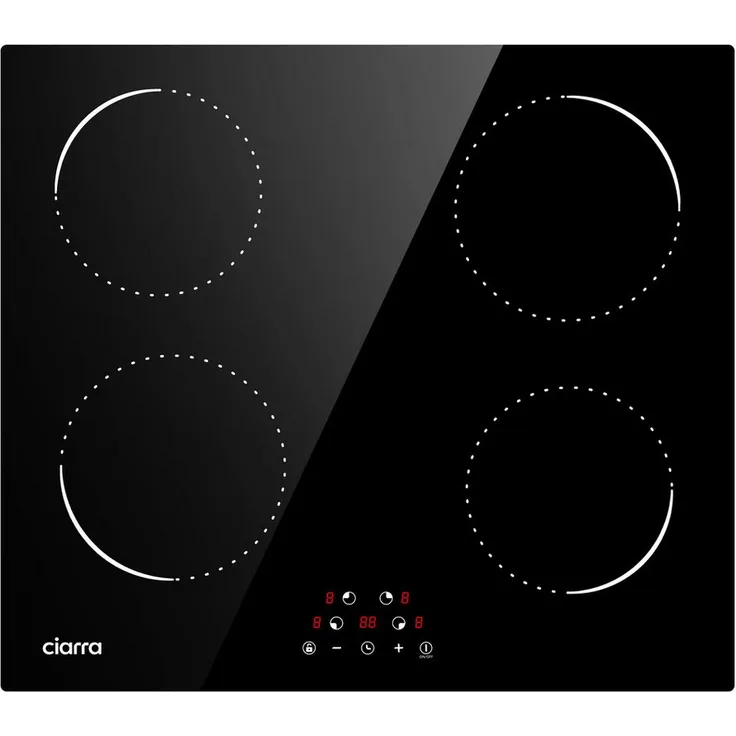 CIARRA Induktions-Kochfeld VM4BIH-C, 60cm Einbau-Kochfelder 4 Zonen Einbau Induktionskochfeld 6000W, Touch-Control, 9 Leistungsstufen, 220~240V V, Glaskeramik - Preisvergleich