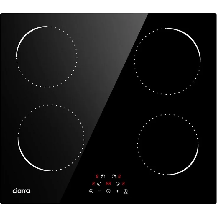 CIARRA Induktions-Kochfeld VM4BIH-C, 60cm Einbau-Kochfelder 4 Zonen Einbau Induktionskochfeld 6000W, Touch-Control, 9 Leistungsstufen, 220~240V V, Glaskeramik - Preisvergleich