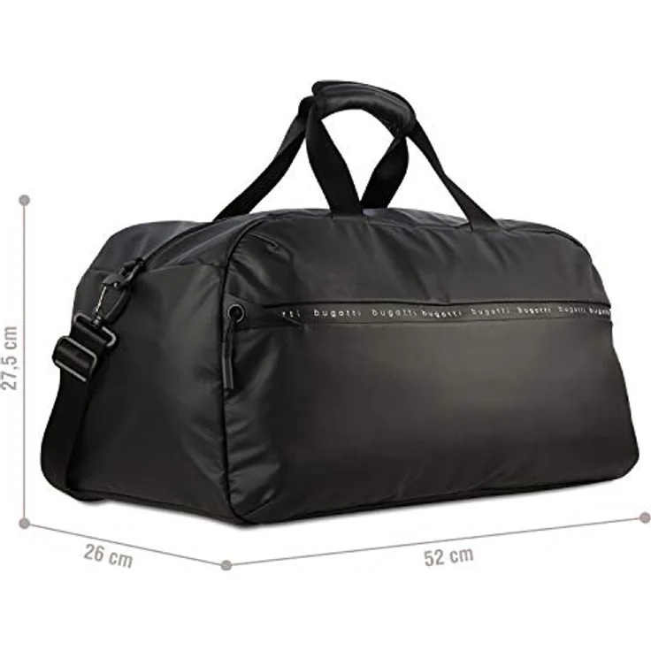bugatti Blanc Weekender Reisetasche, 50 cm, schwarz, aus 100% Polyethylen mit kompakten Abmessungen von 50 x 25 x 27 cm – Bild 3
