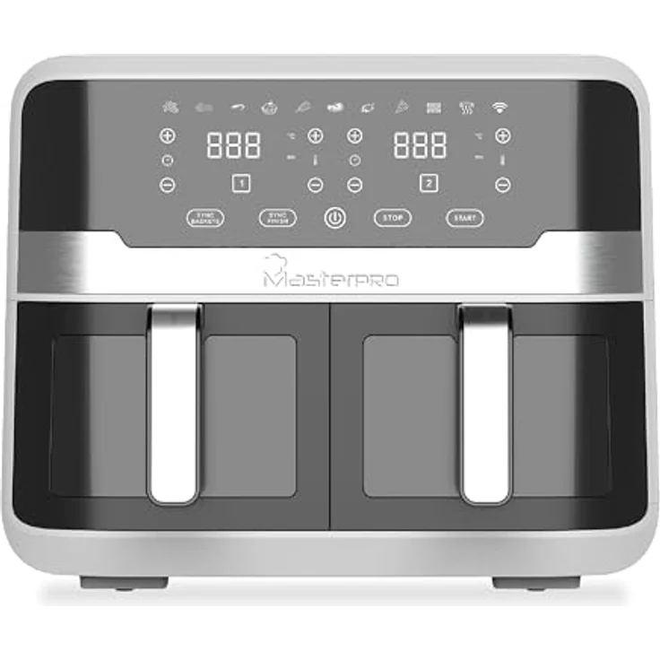 MasterPRO Rocket Duo 900-9 Liter 2400w Doppel-Luftfritteuse - Zeit- und Temperaturkontrolle - Digitalanzeige - leicht zu reinigende Aluminiumkörbe - Smartphone-Steuerung - Luftfritteuse – Bild 1