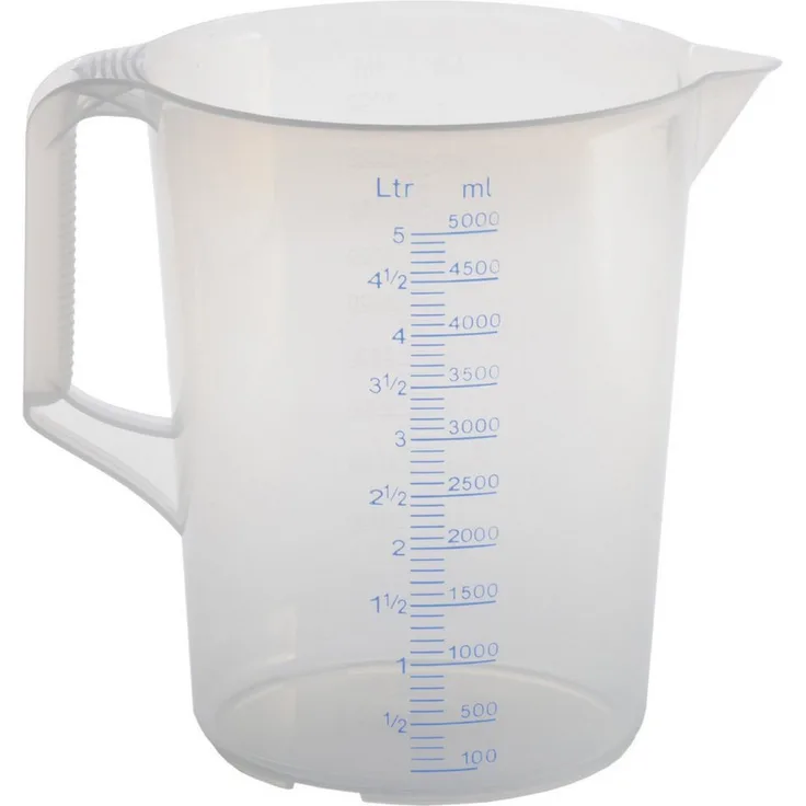 Hünersdorff Messbecher, Polypropylen, geschlossener Griff 5000 ml, transparent