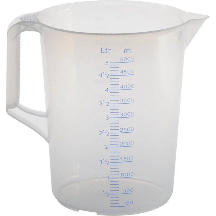 Hünersdorff Messbecher, Polypropylen, geschlossener Griff 5000 ml, transparent – Bild 1