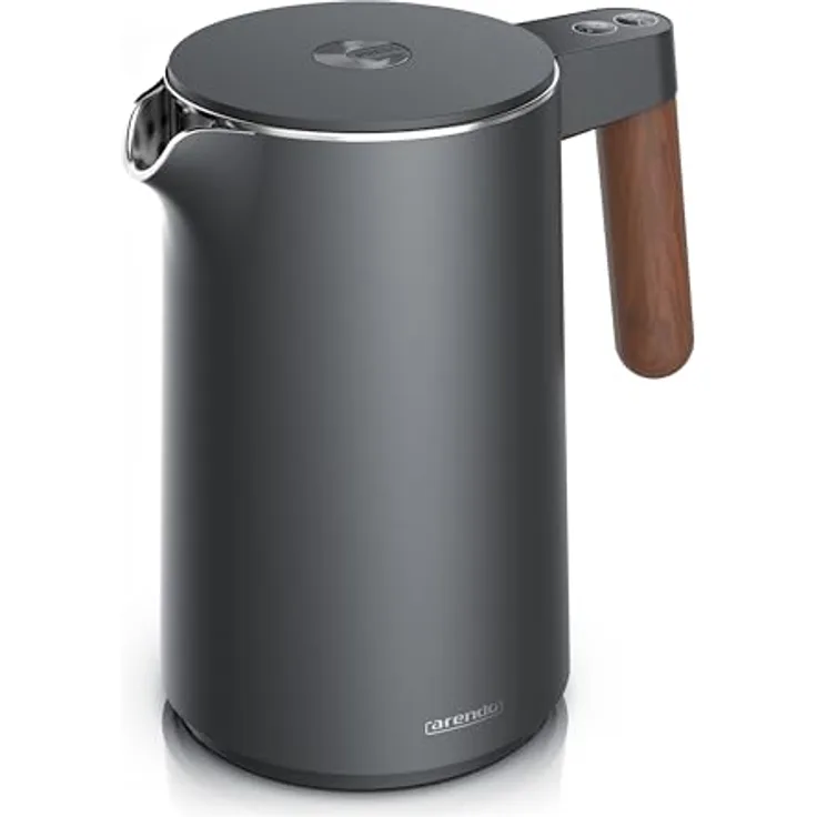 Arendo - Wasserkocher mit Temperatureinstellung - Edelstahl - 1.5 Liter - BPA frei - Warmhaltefunktion - Teekocher - Cool Touch - Cool Grey