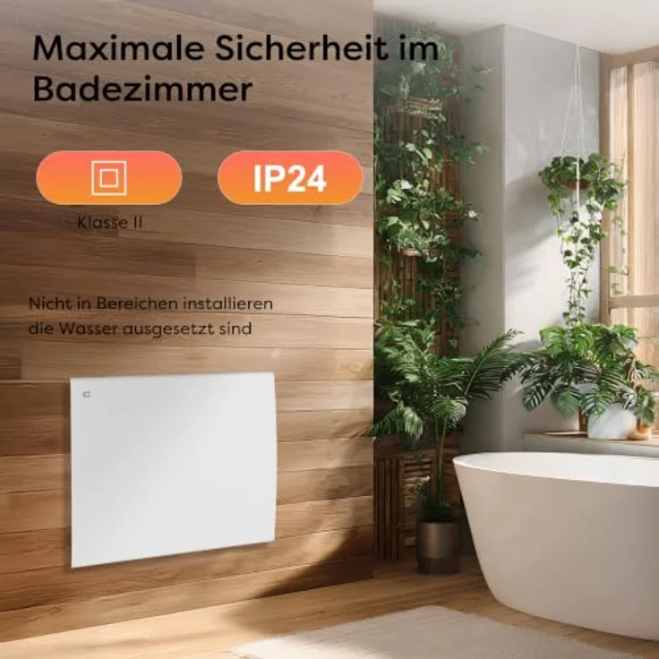 CIARRA CBHT10E, Elektrischer Keramik Heizkörper 1000 W mit PID-Thermostat für 10-15 m², IP24 spritzwassergeschützt – Bild 5