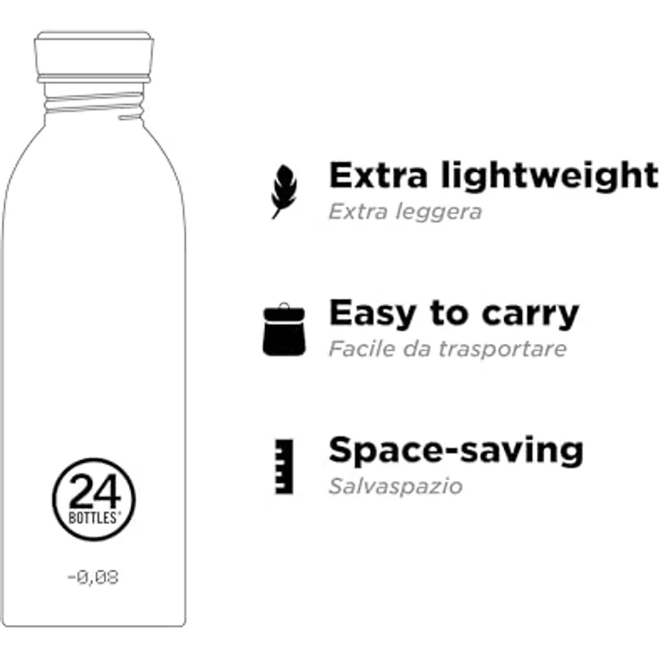 24 Bottles Urban Bottle Brushed Steel, Edelstahl Trinkflasche 250ml im Industrial-Look – Bild 3