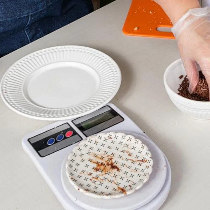 Ruhhy Elektronische Küchenwaage, digital, bis 10 kg mit 1 g Genauigkeit, weiß, inkl. 2 AAA-Batterien – Bild 4