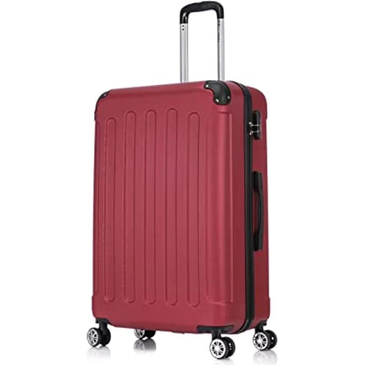 Flexot Flex-2045 Koffer (XL, Rubin Rot) Zwillingsrollen Reisekoffer Trolley Hartschale