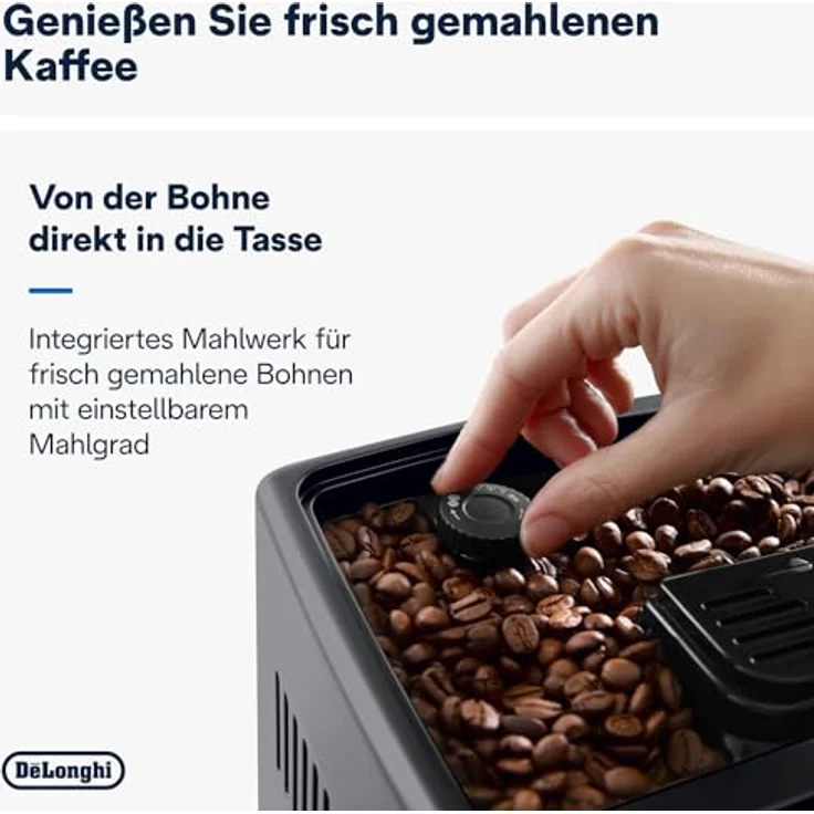 De'Longhi Dinamica Plus ECAM380.95.TB, Kaffeevollautomat mit LatteCrema Milchsystem, One-Touch-Cappuccino, mit 24 Rezepten, 3,5-Zoll TFT-Farbdisplay, 1450W, Titan/Schwarz – Bild 3