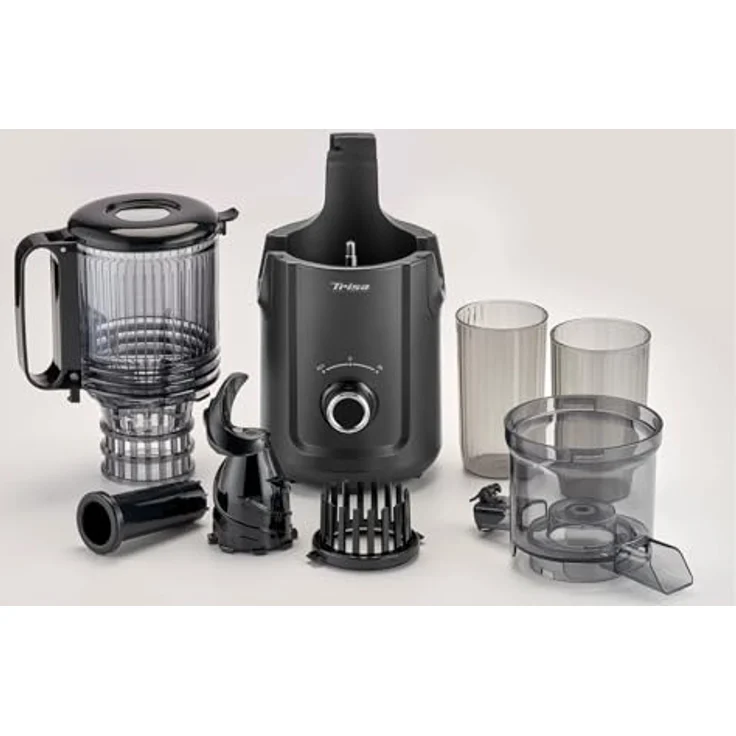 Trisa Slow Flow Juice Entsafter, 300 W mit Cold Press Technologie und extra großem Einfüllschacht, schwarz – Bild 3