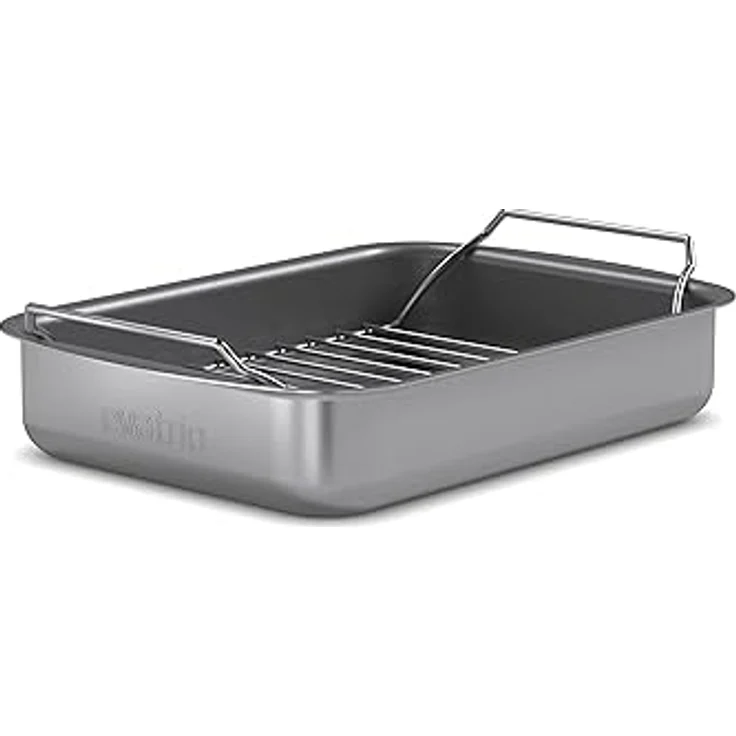 Eva Solo Professionell Bräter mit Rost, 26x19 cm, keramische Slip-Let®-Antihaftbeschichtung, grau – Bild 1