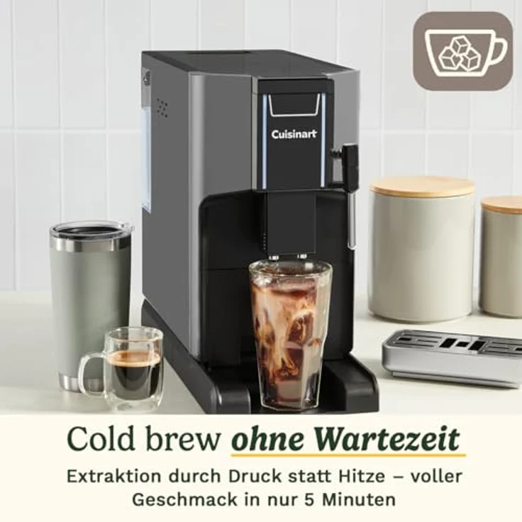 Cuisinart EM550E, Fully Automatic Coffee Machine Slim, 15 Bar Druck, Edelstahlmahlwerk, Schwarz – Bild 6
