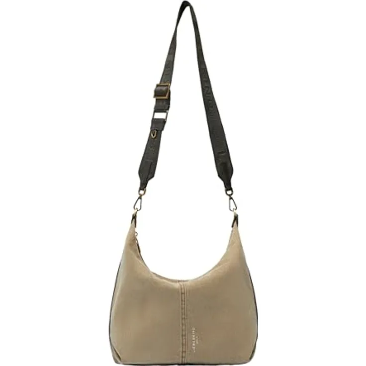 Liebeskind Berlin Schultertasche Hobo Bag M, Beige Baumwolle, 36 cm breit, abnehmbarer und verstellbarer Schulterriemen