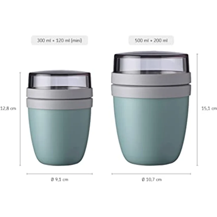 Mepal - Mini Lunchpot Ellipse - Praktischer Müslibecher, Joghurtbecher, To Go Becher - Geeignet für Tiefkühler, Mikrowelle & Spülmachine - 300 ml - Nordic Denim – Bild 5