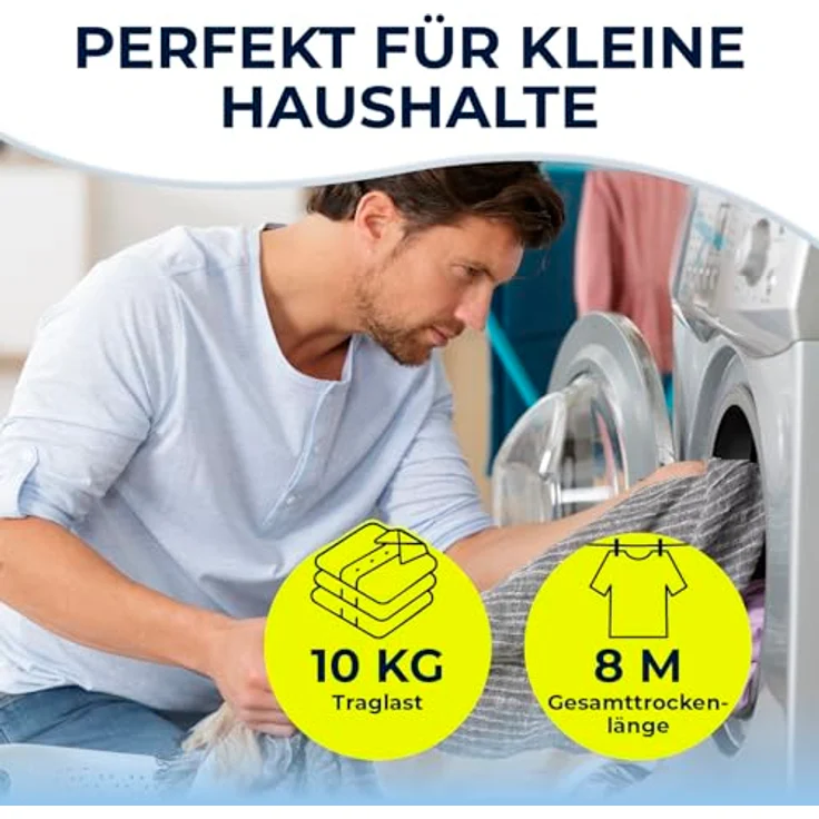 EASYmaxx Teleskop Wäscheständer 800, Wäscheturm mit 8 m Trockenlänge, faltbar und platzsparend, Standtrockner in klein und schmal, leicht klappbar, robust aus pulverbeschichtetem Stahl, ideal für kleine Haushalte – Bild 3