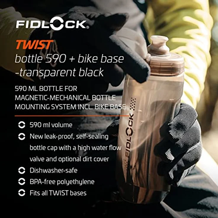 Fidlock Trinkflasche Set Twist 590ml, BPA-freies Polypropylen, ergonomisches Design, mit magnet-mechanischem Haltersystem – Bild 3