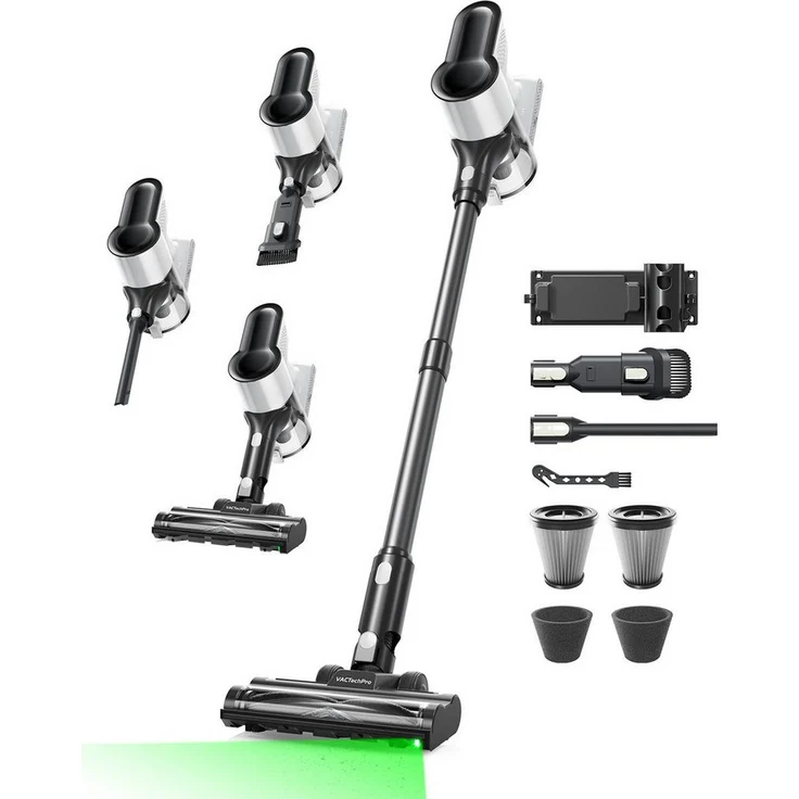 VACTechPro F02 Lite Akku-Hand- und Stielstaubsauger, 550W/50kPa/50Min., 8-stufiges Filtersystem, selbststehend, ideal für Böden, Teppiche und Tierhaare