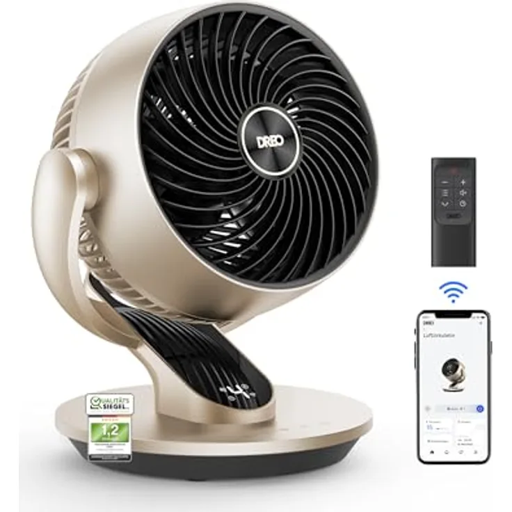 Dreo Lynx S, 28dB Leiser Smart Tischventilator mit Fernbedienung, 21M Windentfernung, 4 Geschwindigkeitsstufen, 5 Modi, 12H Timer, 90° Auto und 120° manuelle Oszillation