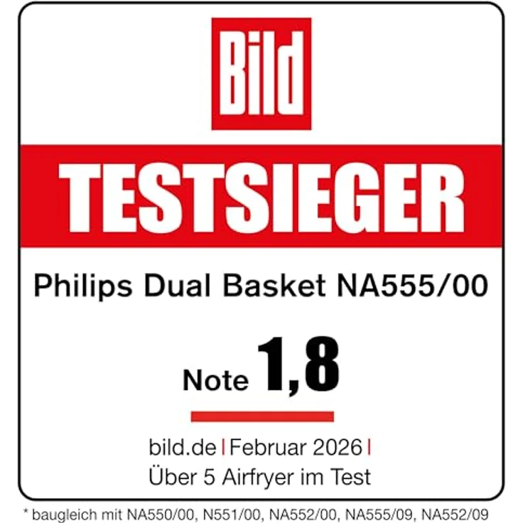 Philips Heißluftfritteuse 5000 Series NA555/00, Dual Basket mit Steam, 9L Kapazität, 2750 W, RapidAir Plus Technologie, Dampfreinigung, HomeID App, Silber – Bild 3