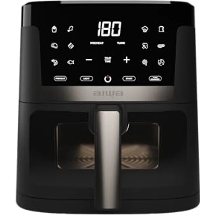 Aiwa Chukuma AFR-7000 Luftfritteuse, 7 l, 1800 W, digitale Steuerung, 12 Programme, Selbstreinigung, Edelstahl/Kunststoff, schwarz