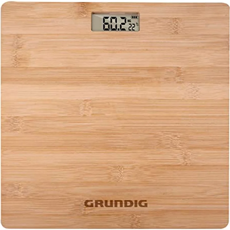 Grundig Personenwaage - Digitale Bambus Waage - Max. 180KG - Waage mit Rutschfesten Füßchen - Messung in KG, LB und ST – Bild 2