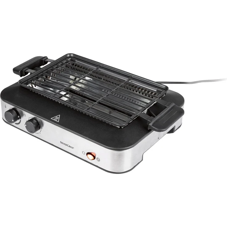 SilverCrest Tischgrill SILVERCREST® Multifunktionsgrill Grill mit Kebabfunktion, 1600 W, Edelstahl-Ausführung
