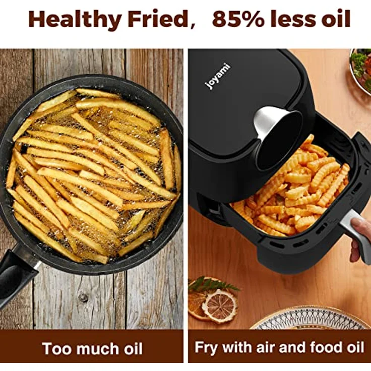 joyami Heißluftfritteuse 5,7L XXL mit Touch-Screen-Steuerung, Ohne Öl, Transparentes Fenster Heissluftfriteuse mit 8 Programmen, Air Fryer 1700W, Schwarz – Bild 3