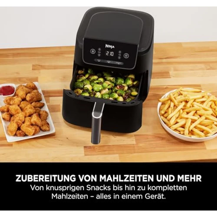 Ninja AF110EU Heißluftfritteuse 4,7L, 3-in-1 mit AirCrisp-Technologie, 2000W, Schwarz, für 1-2 Portionen – Bild 4