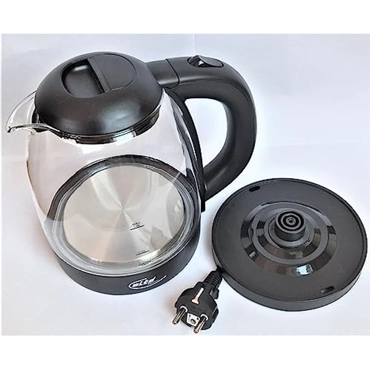 Elta Wasserkocher Glas, kabellos, 1 l, 2200 W, Edelstahl-Heizelement, Abschaltautomatik – Bild 5
